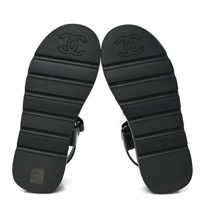 Chanel Lambskin Quilted Platform Sandals 39 Black 5 of 9