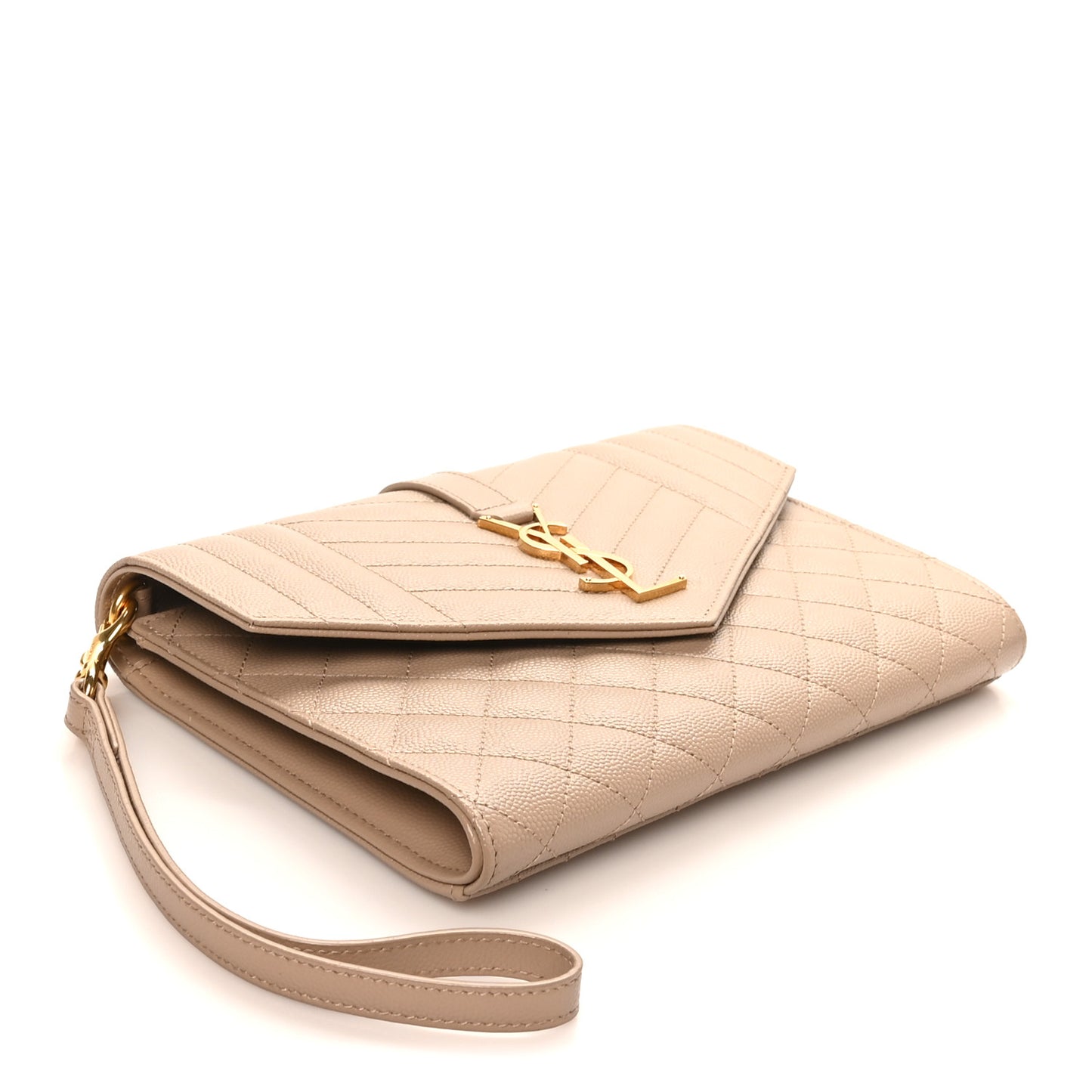 Grain De Poudre Textured Mixed Matelasse Triquilt Monogram Clutch Dark Beige Dark Beige