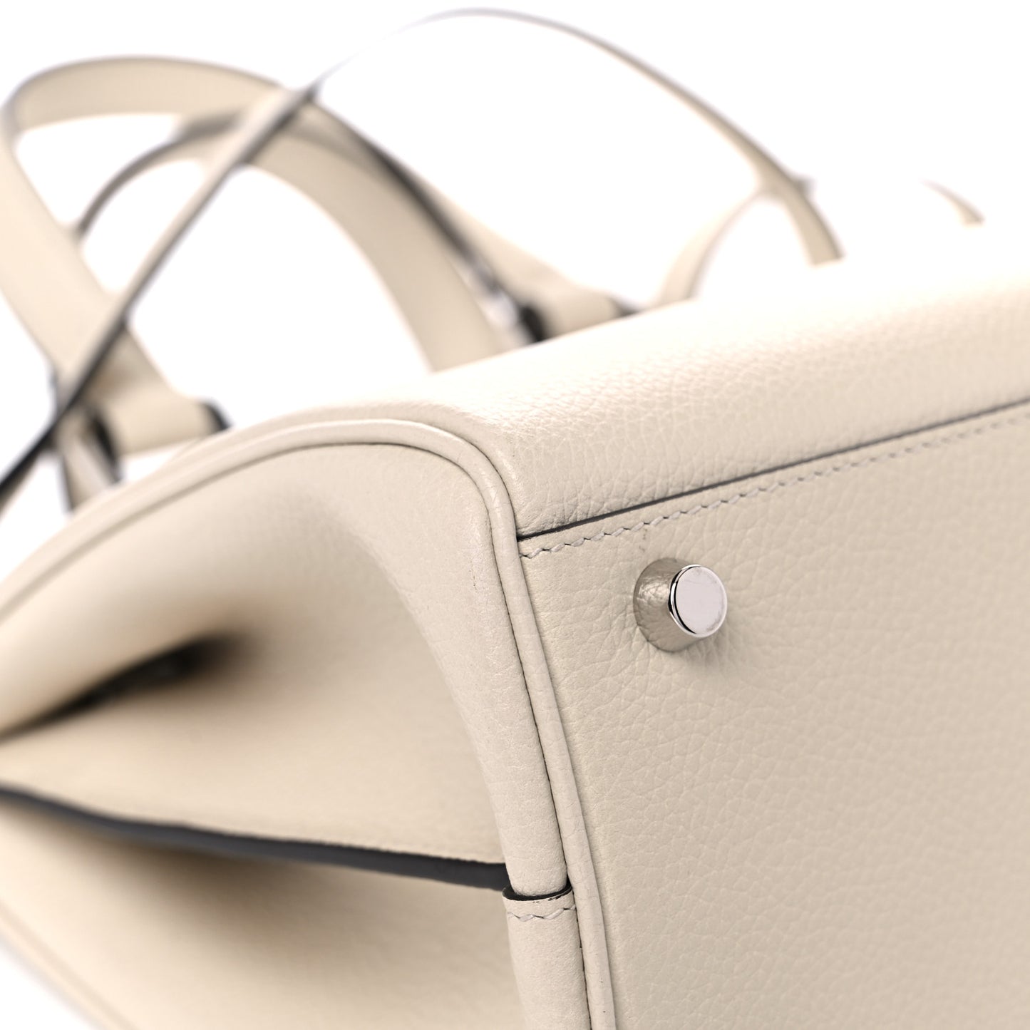 Grainy Calfskin Small Zumi Top Handle Bag Mystic White