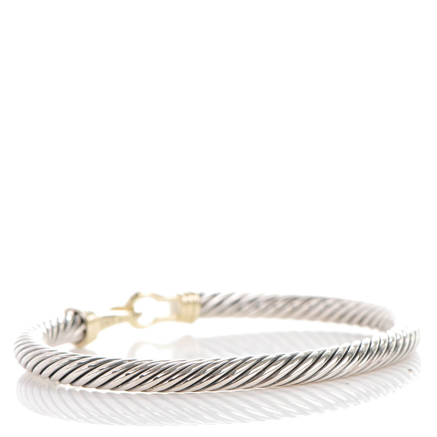 Sterling Silver 14K Yellow Gold 5mm Cable Classic Buckle Bracelet