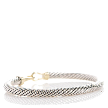 David Yurman Sterling Silver 14K Yellow Gold 5mm Cable Classic Buckle Bracelet 3 of 6