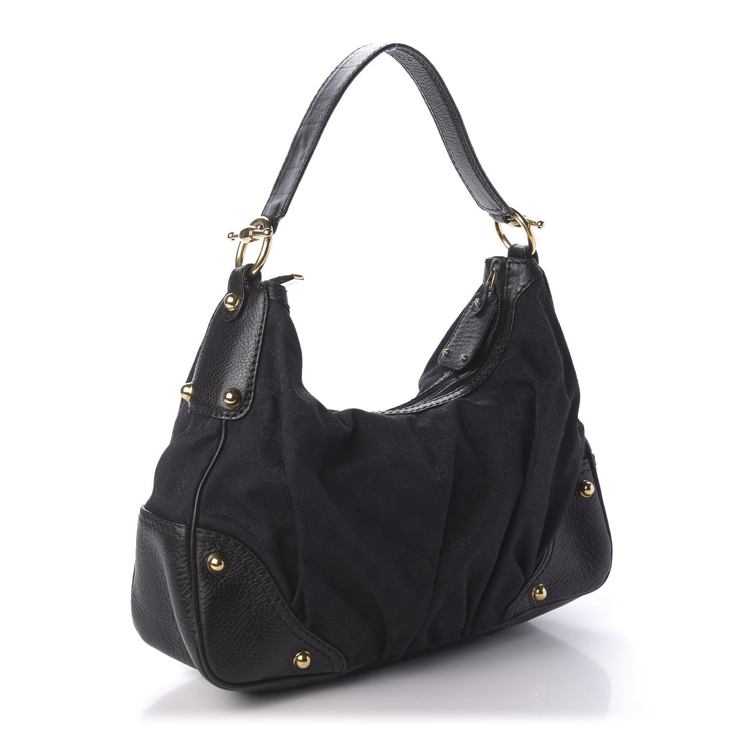 Gucci Monogram Medium Jockey Hobo Black 3 of 10