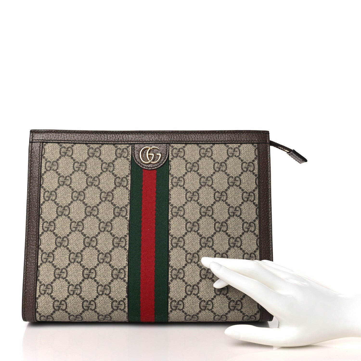 Gucci GG Supreme Monogram Web Ophidia Pouch Brown 2 of 9