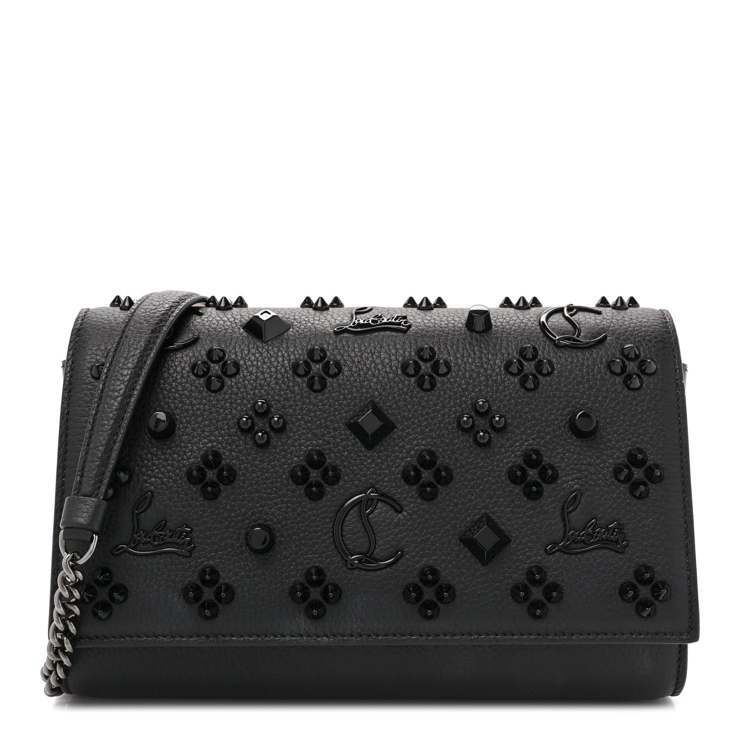 Christian Louboutin Calfskin Spikes Loubinthesky Paloma Clutch Black 1 of 12