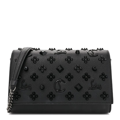 Christian Louboutin Calfskin Spikes Loubinthesky Paloma Clutch Black 1 of 12