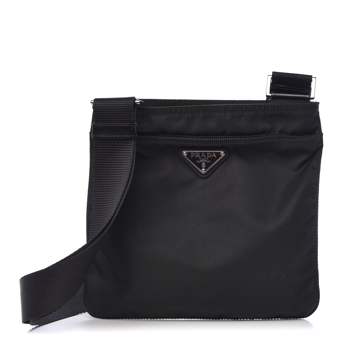 Nylon Small Flat Messenger Bag Black