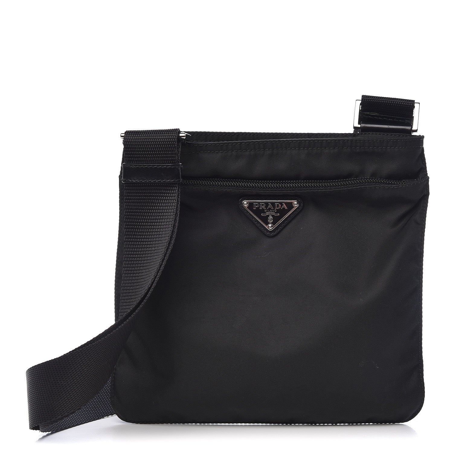 Prada Nylon Small Flat Messenger Bag Black 1 of 11