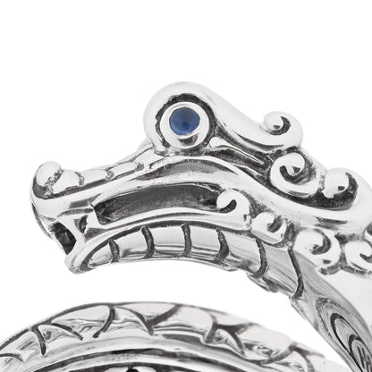 John Hardy Sterling Silver Blue Sapphire Naga Dragon Coil Ring 58 8.25 4 of 5