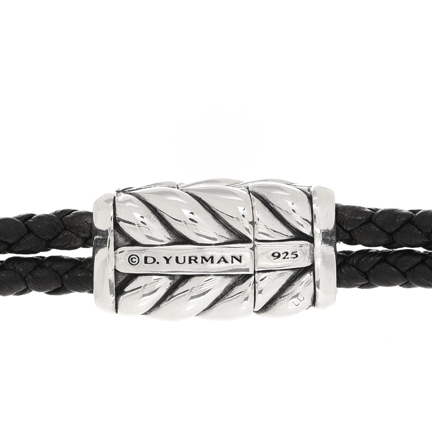Sterling Silver Leather Black Onyx Exotic Stone Station Bracelet