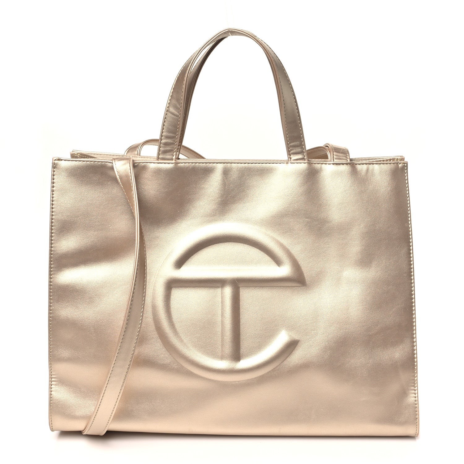 Telfar Metallic Vegan Leather Medium Shopping Bag Gold 1 of 9