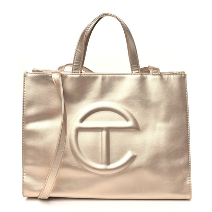 Telfar Metallic Vegan Leather Medium Shopping Bag Gold 1 of 9