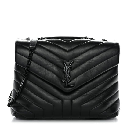Saint Laurent Calfskin Y Quilted Monogram Monochrome Medium Loulou Chain Satchel Black 1 of 11