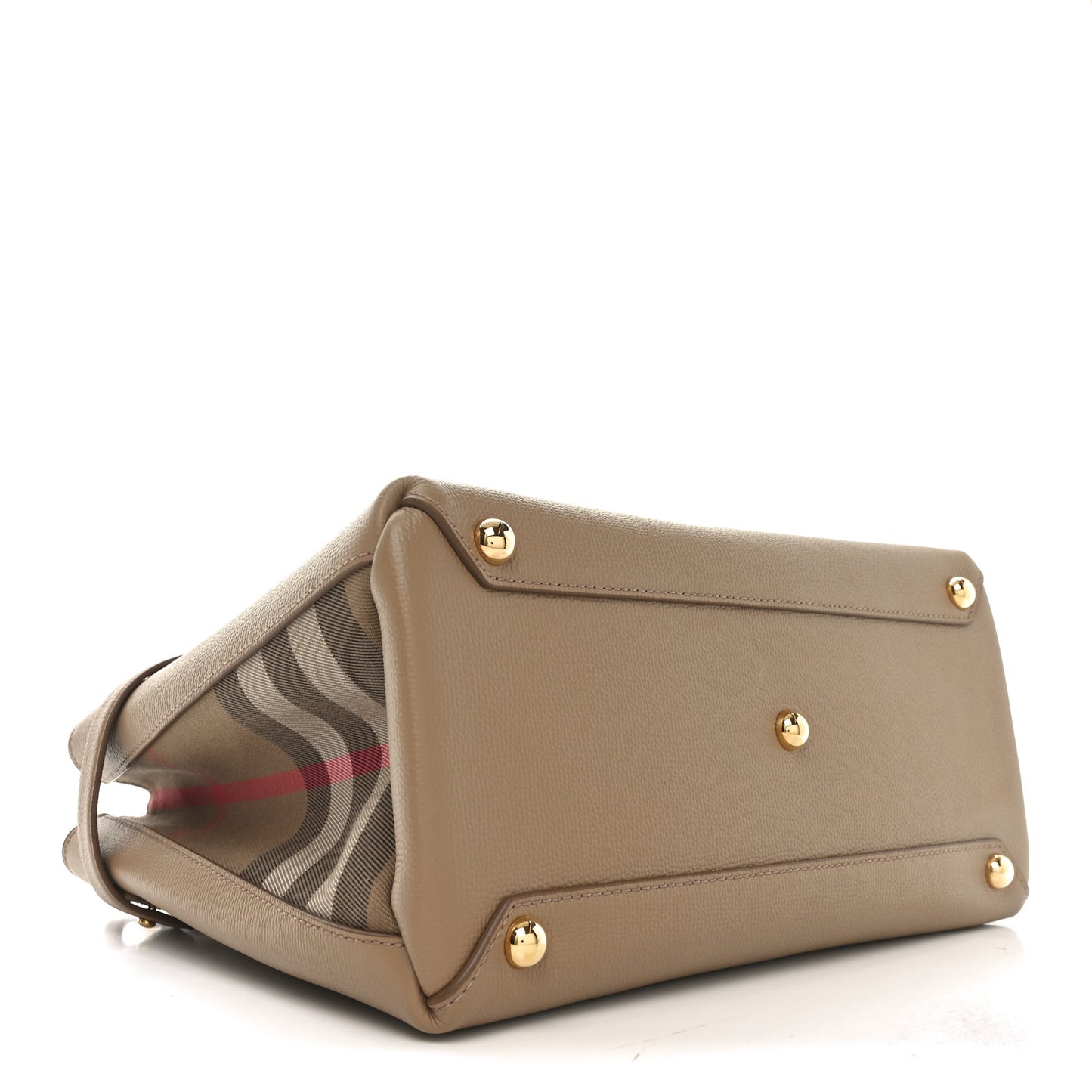 Derby Calfskin House Check Medium Banner Tote Camel
