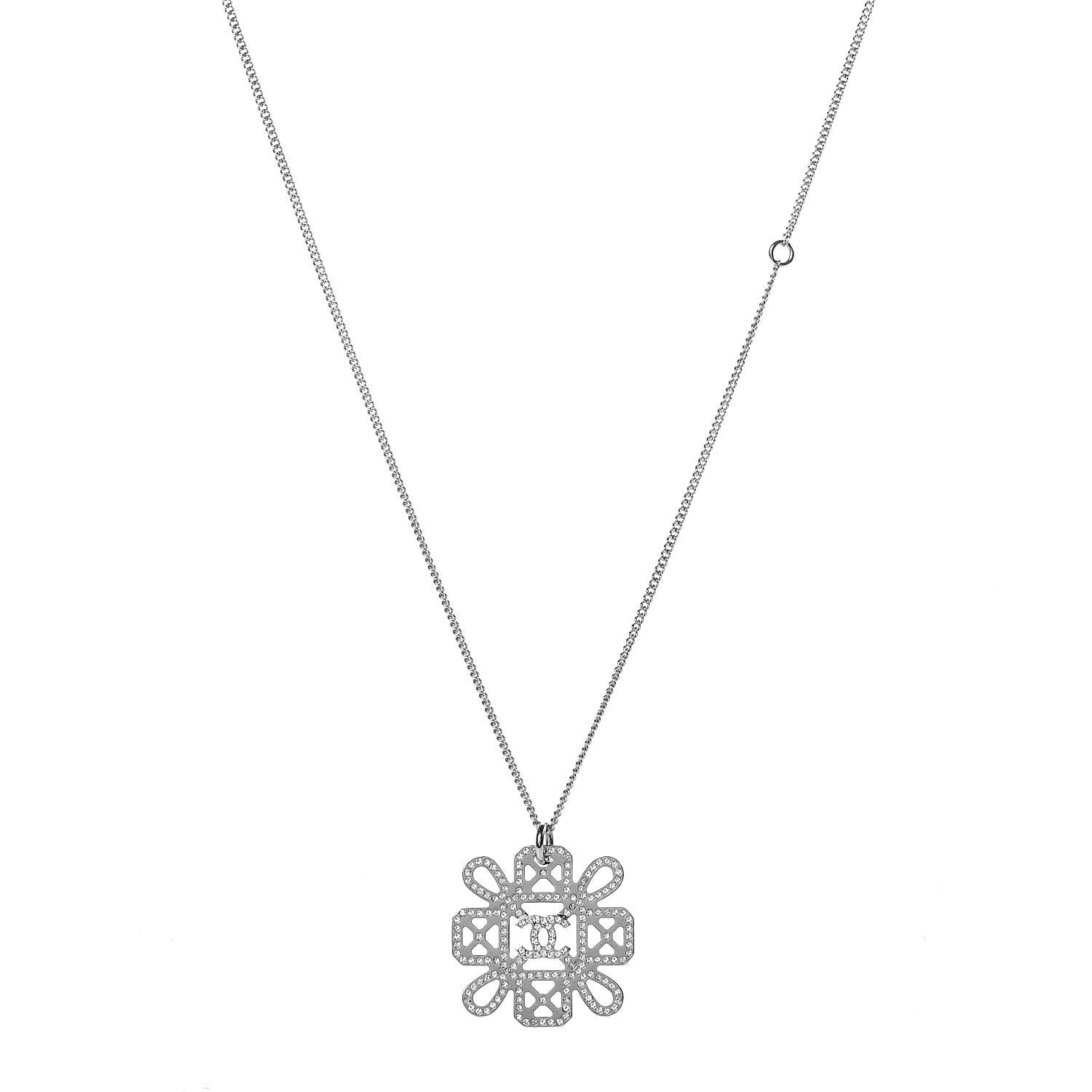 Chanel Crystal Strass Necklace Silver 1 of 4