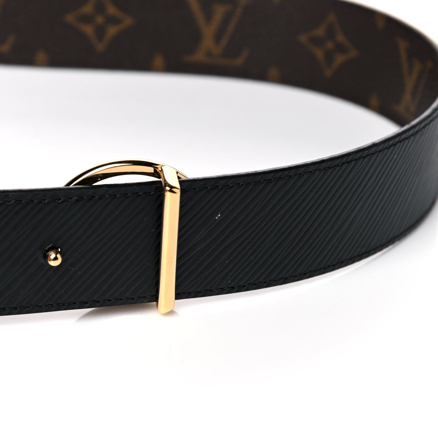 Monogram Epi 35mm LV Circle Reversible Belt 80 32 Black