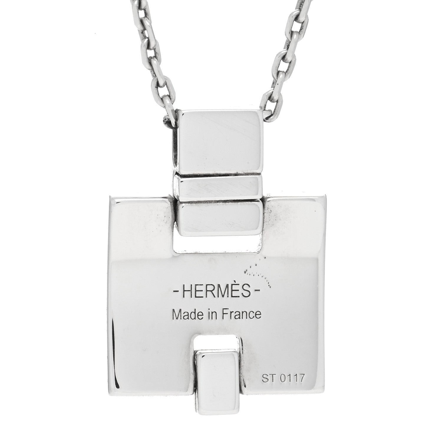 Hermes Palladium Lacquered Eileen Pendant Necklace Orange Fonce 5 of 5