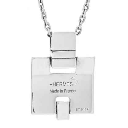 Hermes Palladium Lacquered Eileen Pendant Necklace Orange Fonce 5 of 5