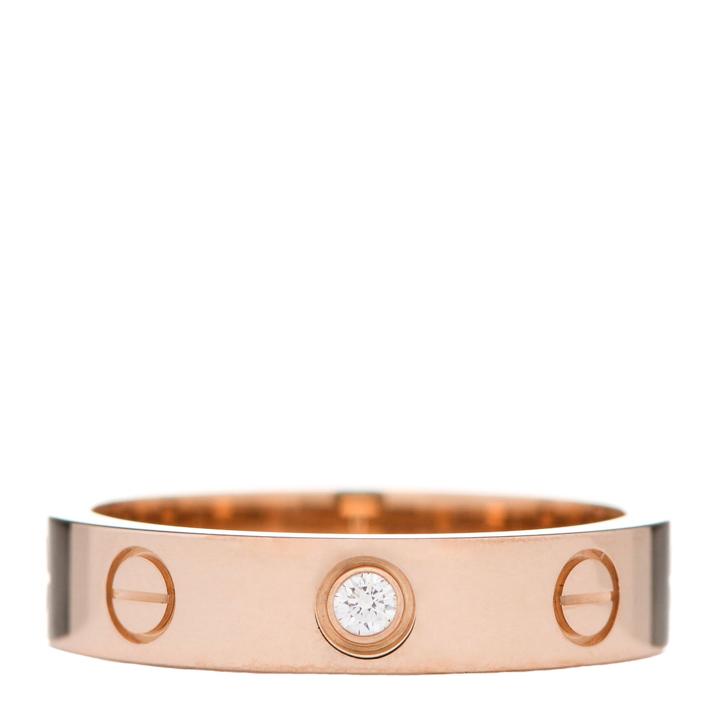 18K Pink Gold Diamond 4mm LOVE Wedding Band Ring 50 5.25