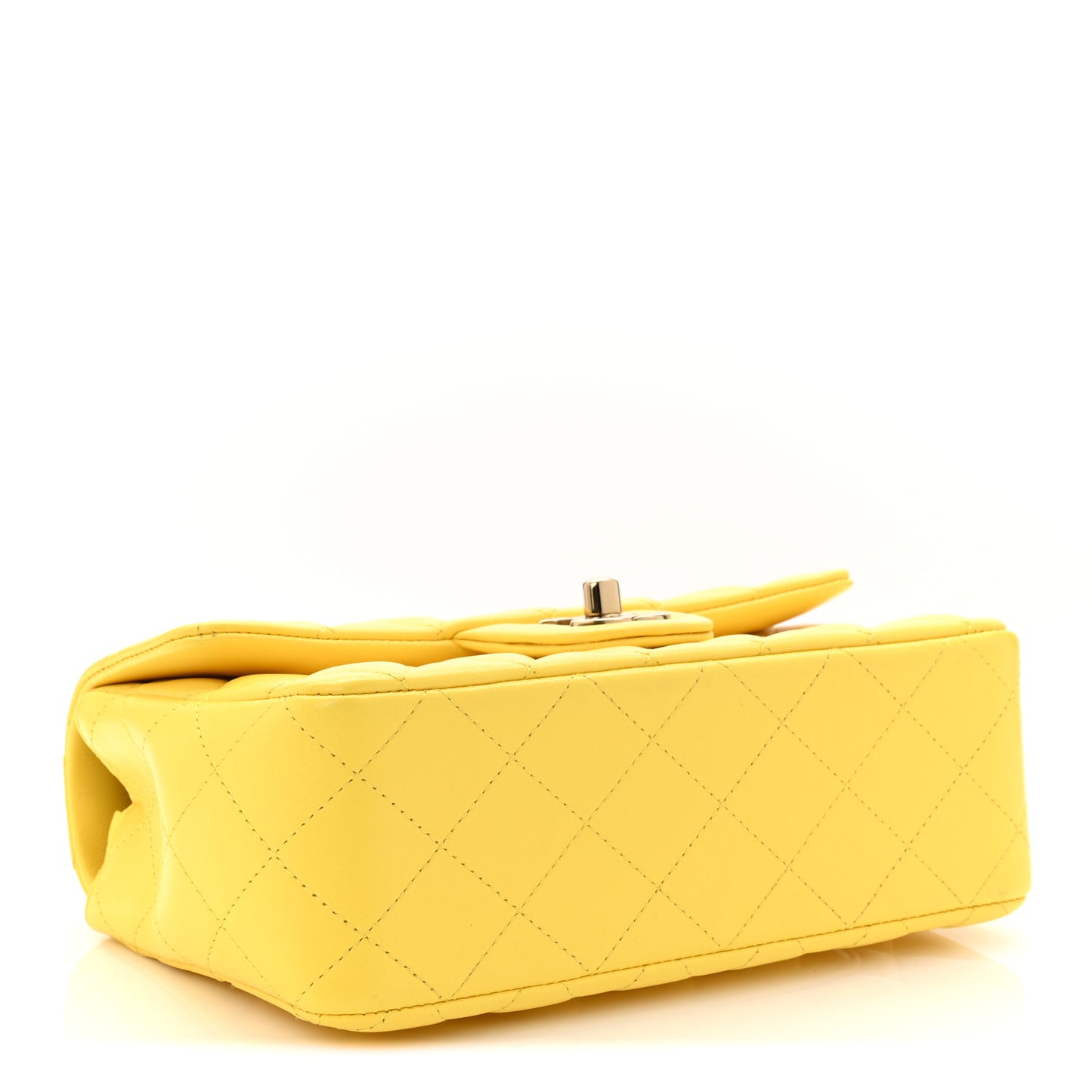 Lambskin Quilted Mini Rectangular Flap Yellow