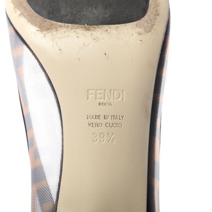 Fendi Technical Mesh Vitello Gommato FF Colibri 55mm Pumps 39.5 Tobacco Moro Black 8 of 8