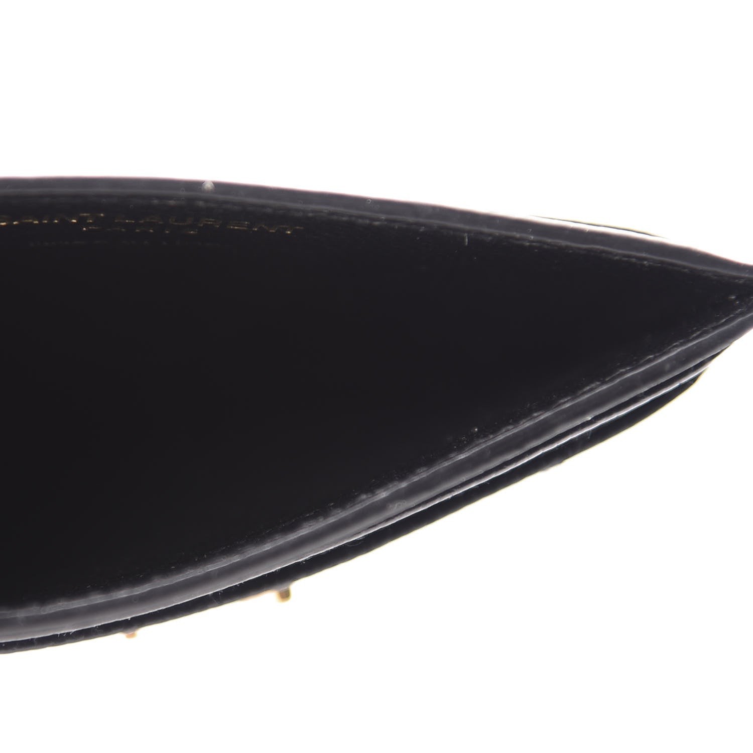 Saint Laurent Grain De Poudre Matelasse Chevron Monogram Credit Card Case Black 5 of 7