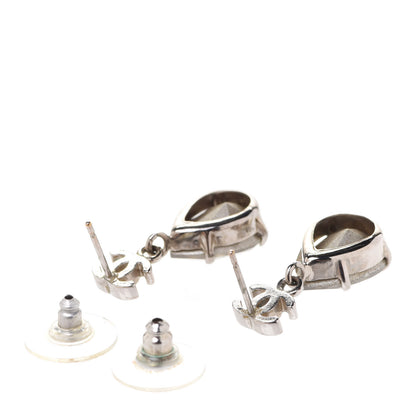 Chanel Crystal CC Tear Drop Earrings Silver 3 of 4