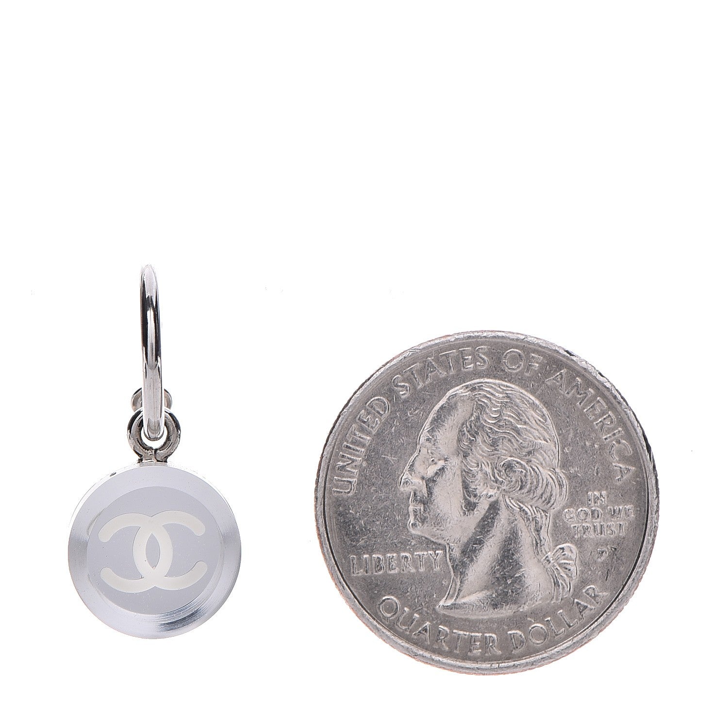 Chanel Mirror Resin CC Hoop Earrings Silver 2 of 5