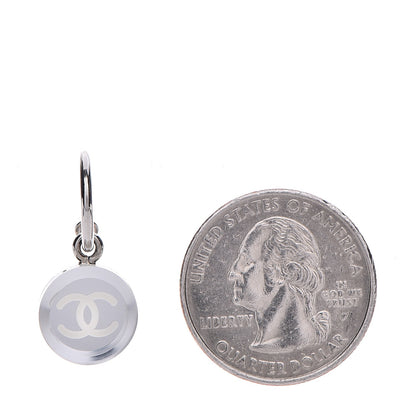 Chanel Mirror Resin CC Hoop Earrings Silver 2 of 5