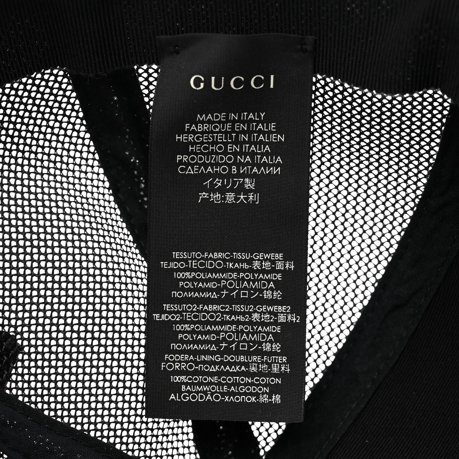 Gucci Nylon Light Mesh Dollar Calfskin GG Monogram Baseball Hat M Black 8 of 8