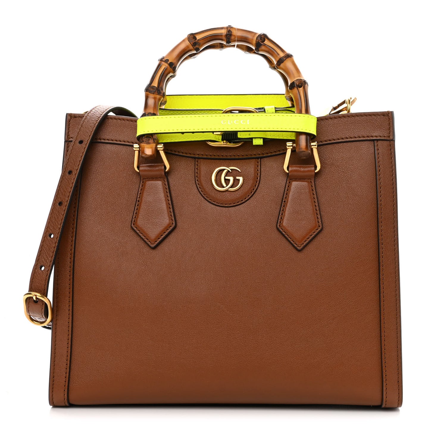 Wonka Grain Calfskin Small Diana Tote Bag Cuir Yellow Fluo