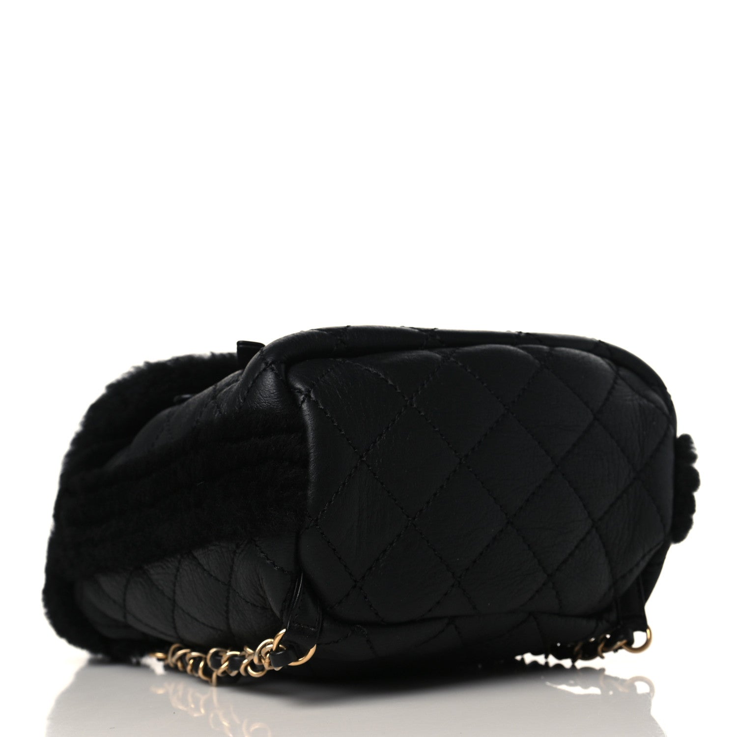 Chanel Lambskin Shearling Quilted CC Backpack Black 4 of 8
