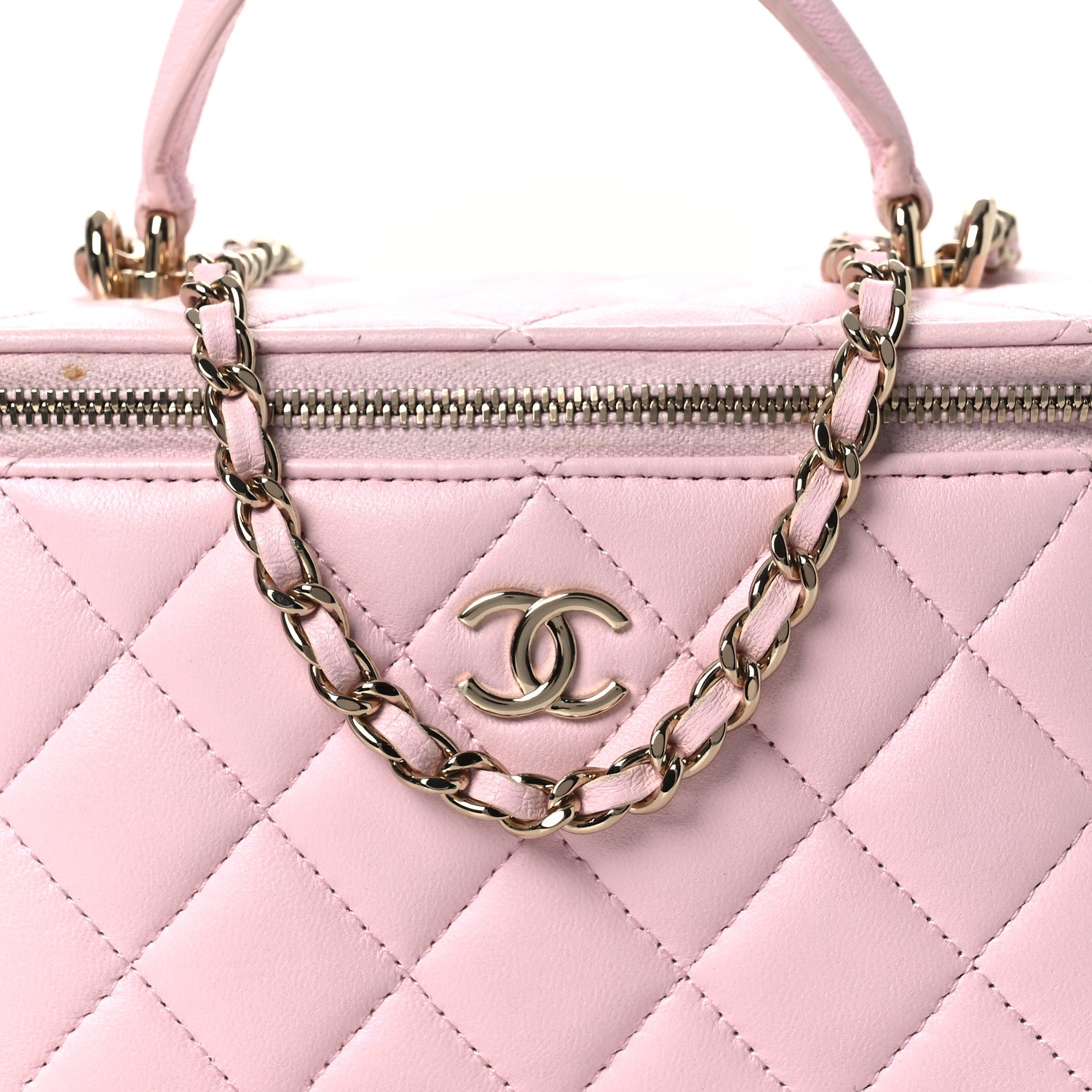 Chanel Lambskin Quilted Small Top Handle Vanity Case With Chain Light Pink 8 of 12