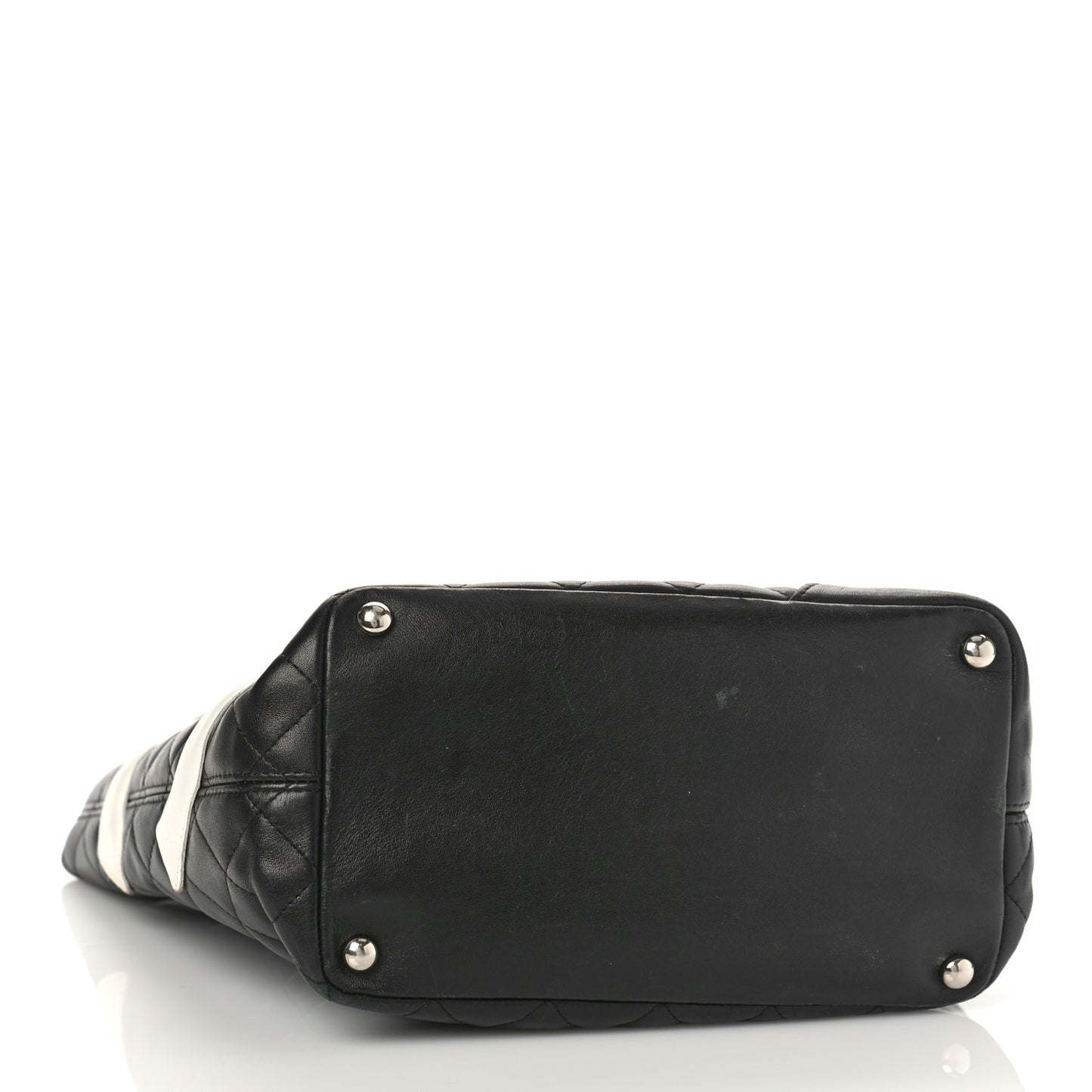 Calfskin Quilted Medium Cambon Tote Black White