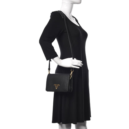 Prada Vitello Daino Flap Crossbody Black 2 of 11