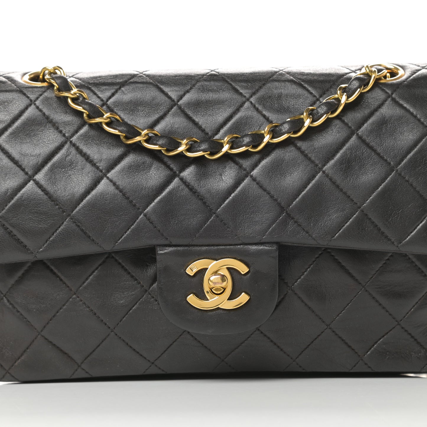 Lambskin Quilted Small Double Flap Black