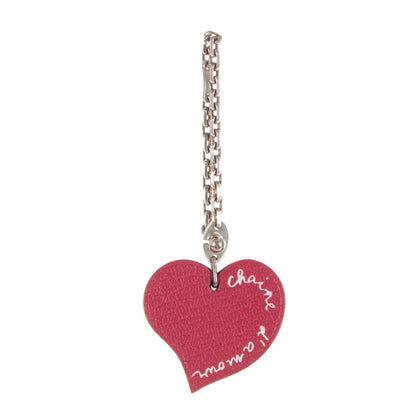 Hermes Chevre Chaine D'Amour Heart Key Chain Bag Charm Rouge Vif Orange 1 of 4