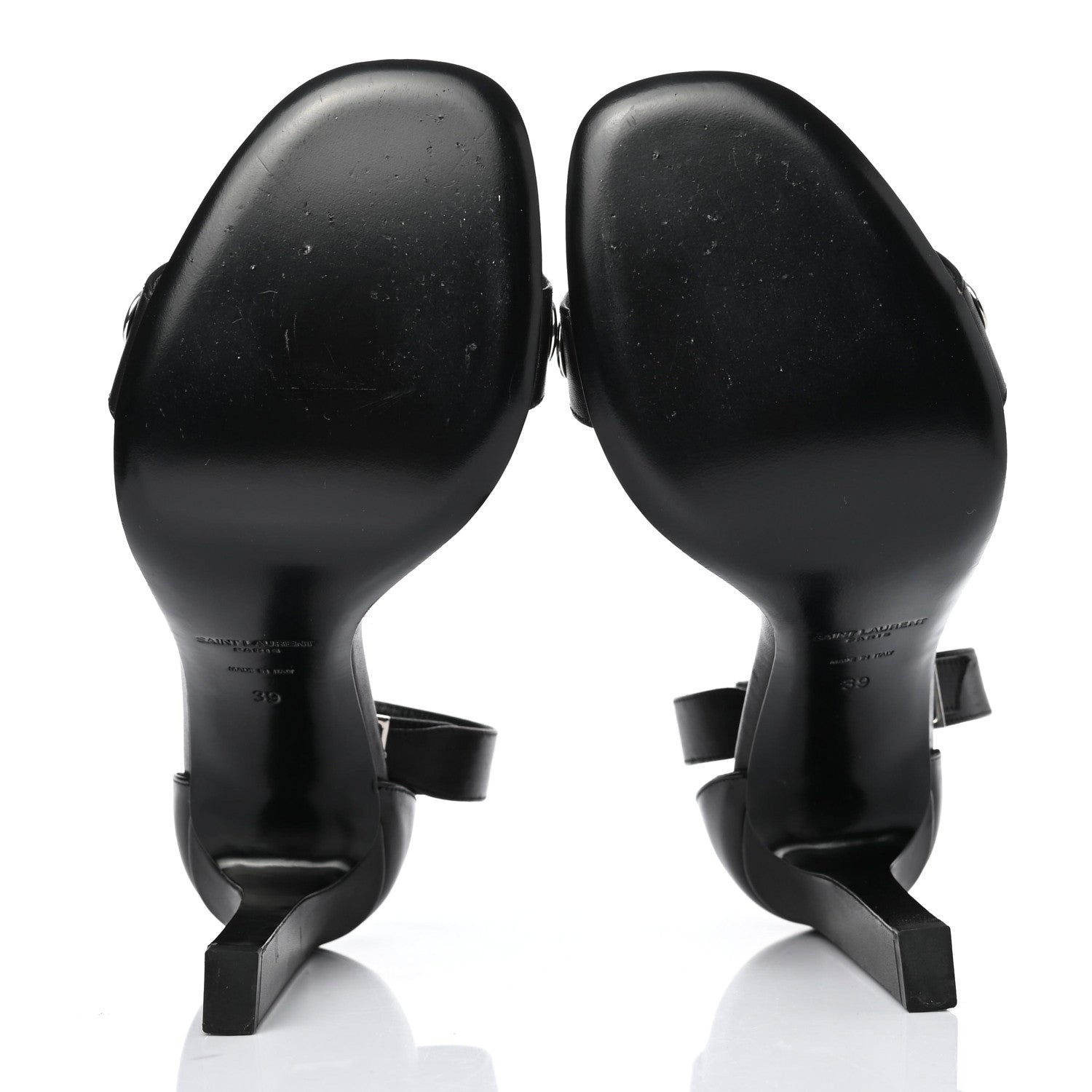 Saint Laurent Calfskin Grace105 Studded 105 Ankle Strap Sandals 39 Black 5 of 7