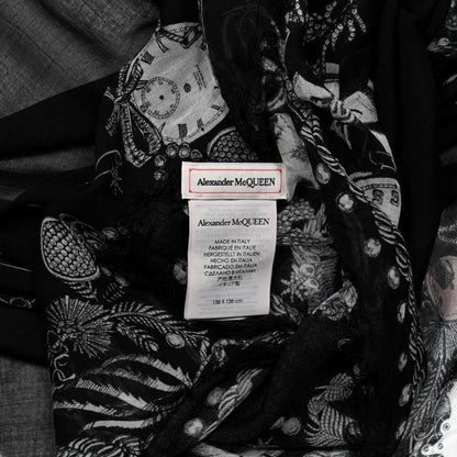 Alexander McQueen Modal Jewelled Skull Scarf Black Multicolor 3 of 5
