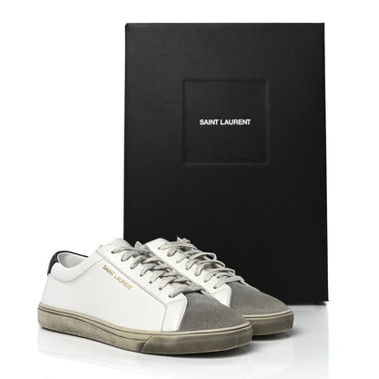 Saint Laurent Calfskin Velour Andy Low Top Sneakers 42 Black White 11 of 11