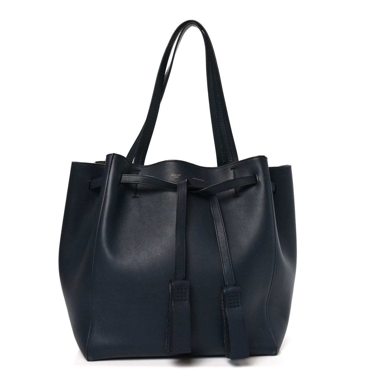 Smooth Calfskin Small Tassel Cabas Phantom Black