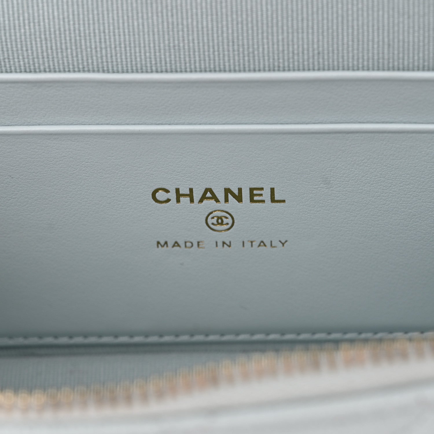 Chanel Caviar Quilted Top Handle Slim Vanity With Chain Light Blue 6 of 11