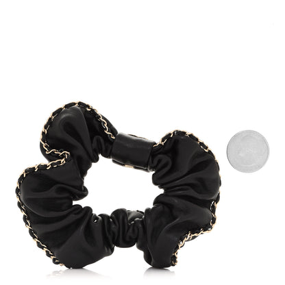 Chanel Lambskin Chain CC Hair Scrunchie Black Gold 2 of 6