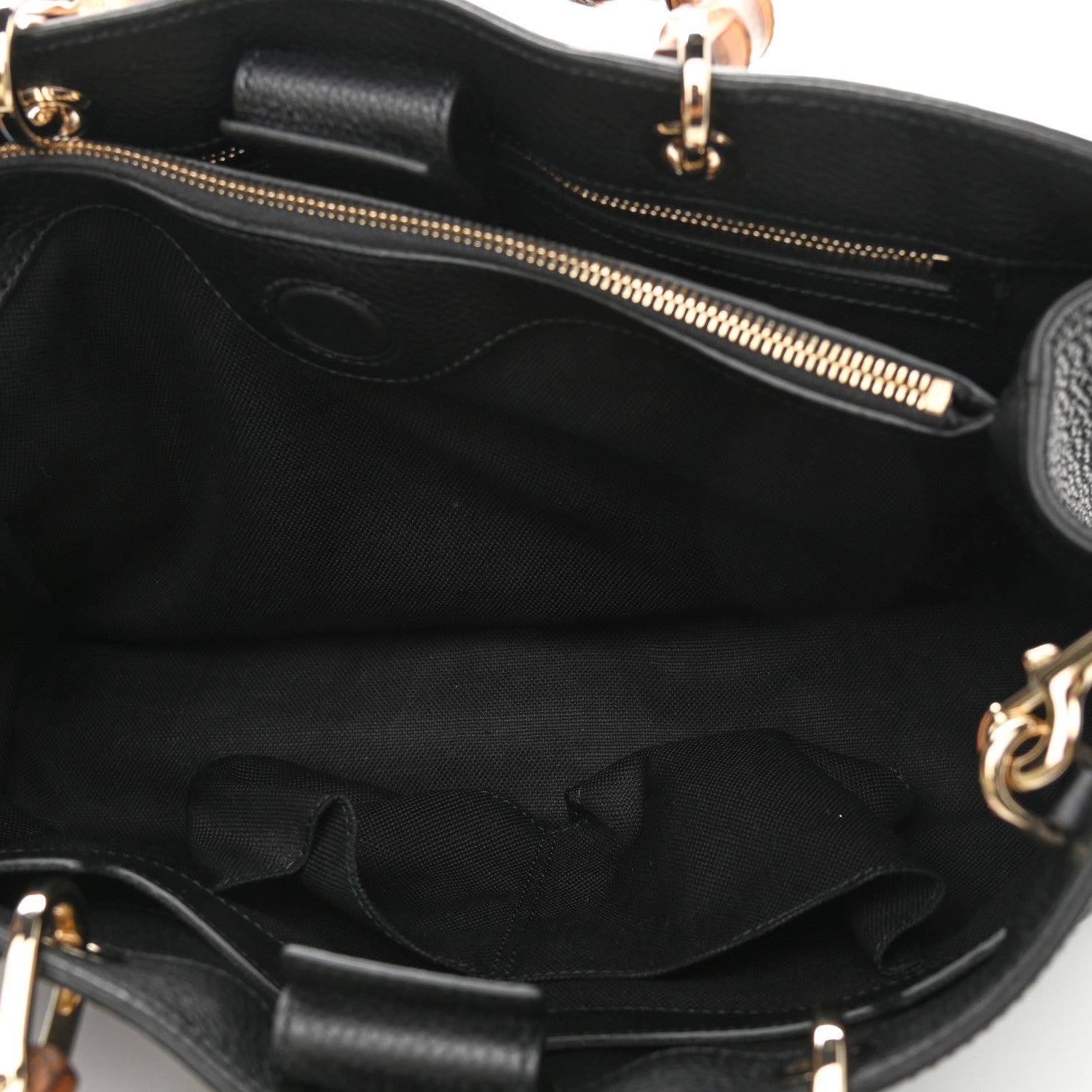 Gucci Pebbled Calfskin Medium Bamboo Shopper Tote Black 5 of 10