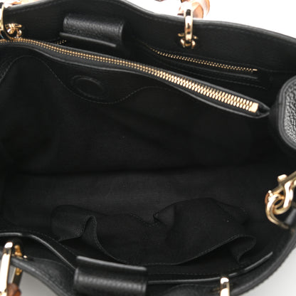 Gucci Pebbled Calfskin Medium Bamboo Shopper Tote Black 5 of 10