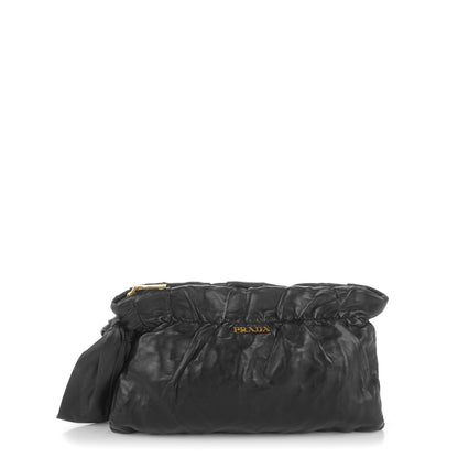 Prada Nappa Antique Bow Clutch Nero Black 1 of 8