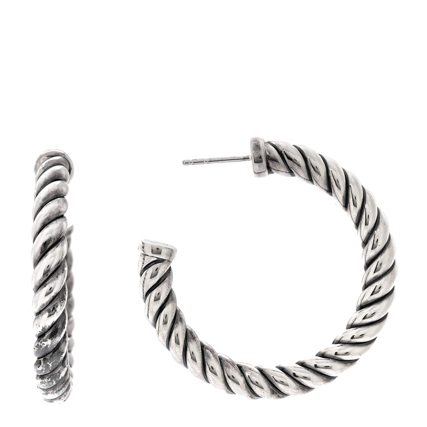 Sterling Silver Sculpted Cable Hoop Earrings