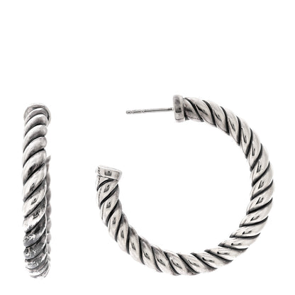 David Yurman Sterling Silver Sculpted Cable Hoop Earrings 1 of 4