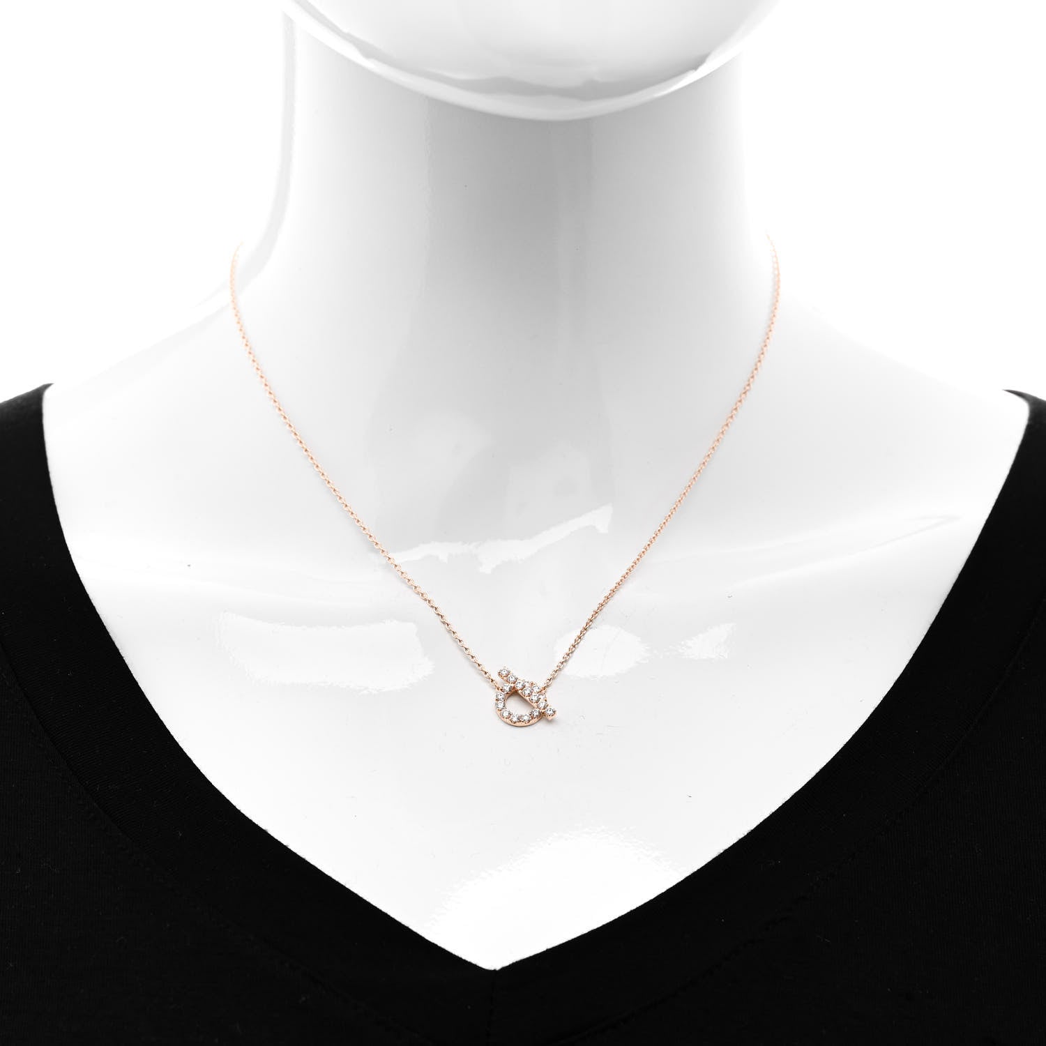 Hermes 18K Rose Gold Diamond Finesse Pendant Necklace 2 of 5