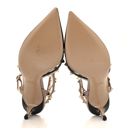 Valentino Garavani VALENTINO GARAVANI Patent Nappa Rockstud Ankle Strap 65mm Pumps 37 Black Poudre 5 of 8