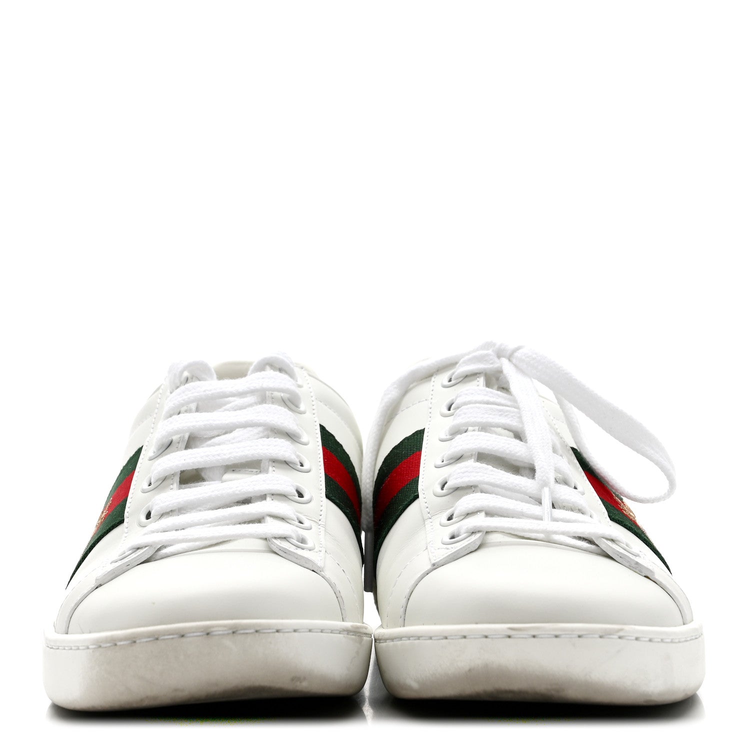 Gucci Calfskin Ayers Bee Embroidered Womens Ace Sneakers 36 White Green 3 of 10